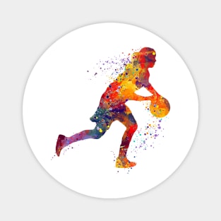 Girl Basketball Dribbling Watercolor Magnet